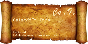 Csiszár Irma névjegykártya